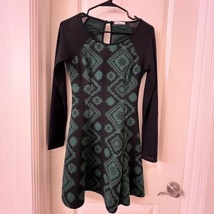 Charlotte Russe Black and Green Long Sleeve Dress